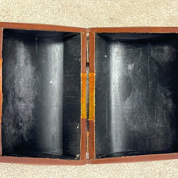 Vintage 60’s 70’s wood leather mini purse handbag possibly doctors bag brown - Picture 13 of 13